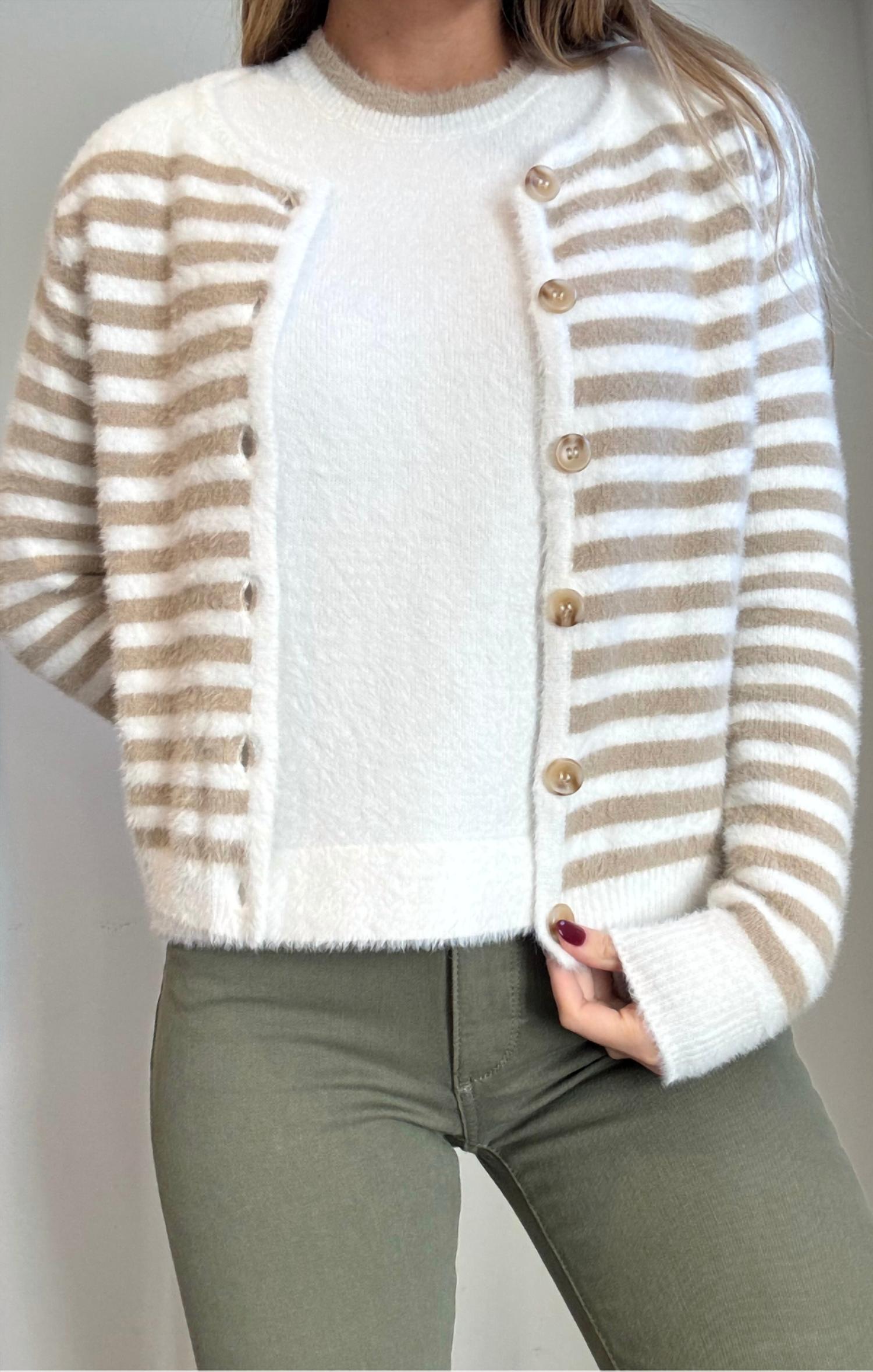 Red Haute - Heidi Striped Cardigan