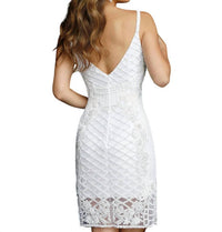 Jovani - V Neck Embellished Fitted Cocktail Dress