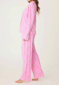 PJ Salvage Martini Print Pant in pink - women's intimate - detail view