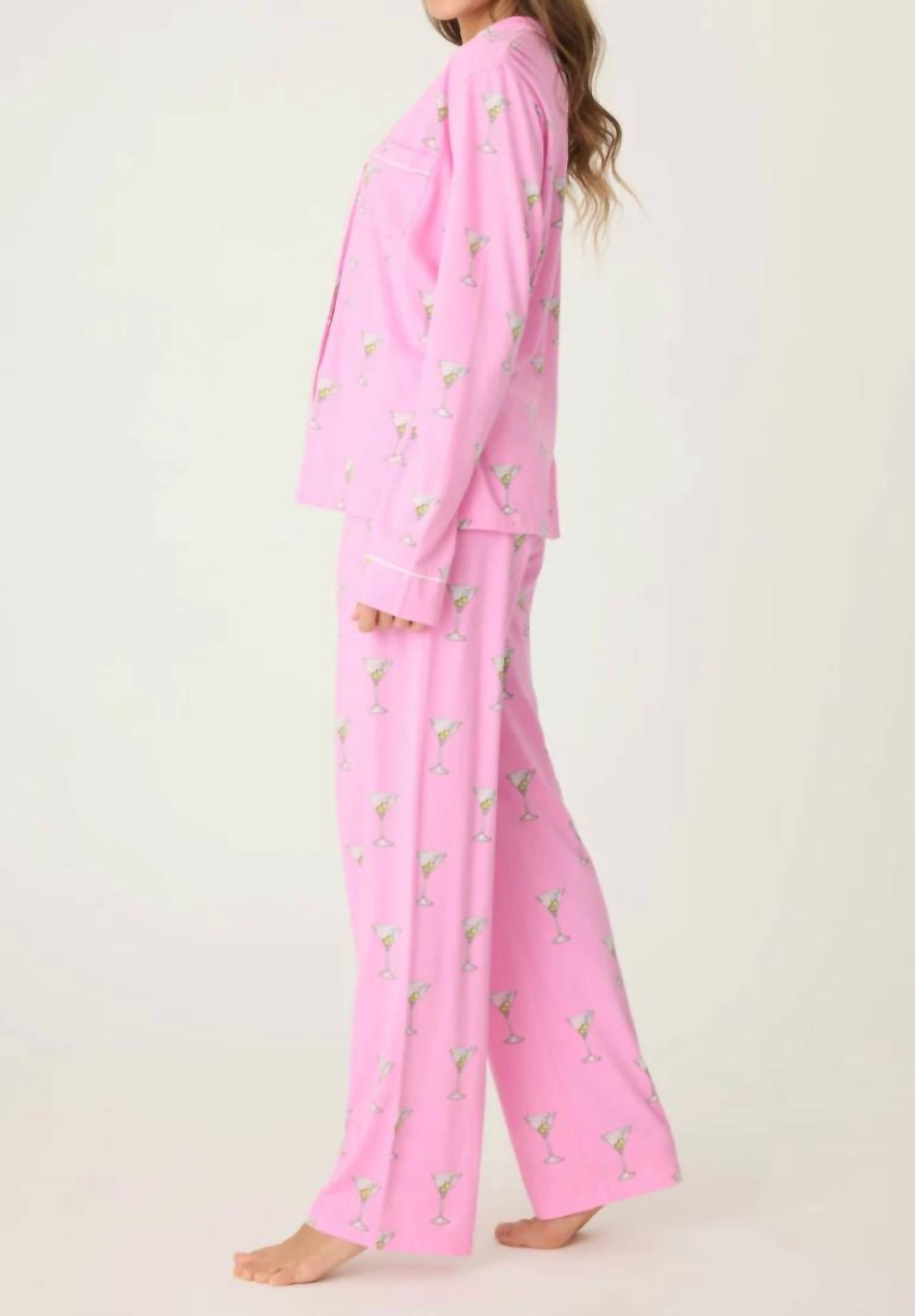 PJ Salvage Martini Print Pant in pink - women's intimate - detail view