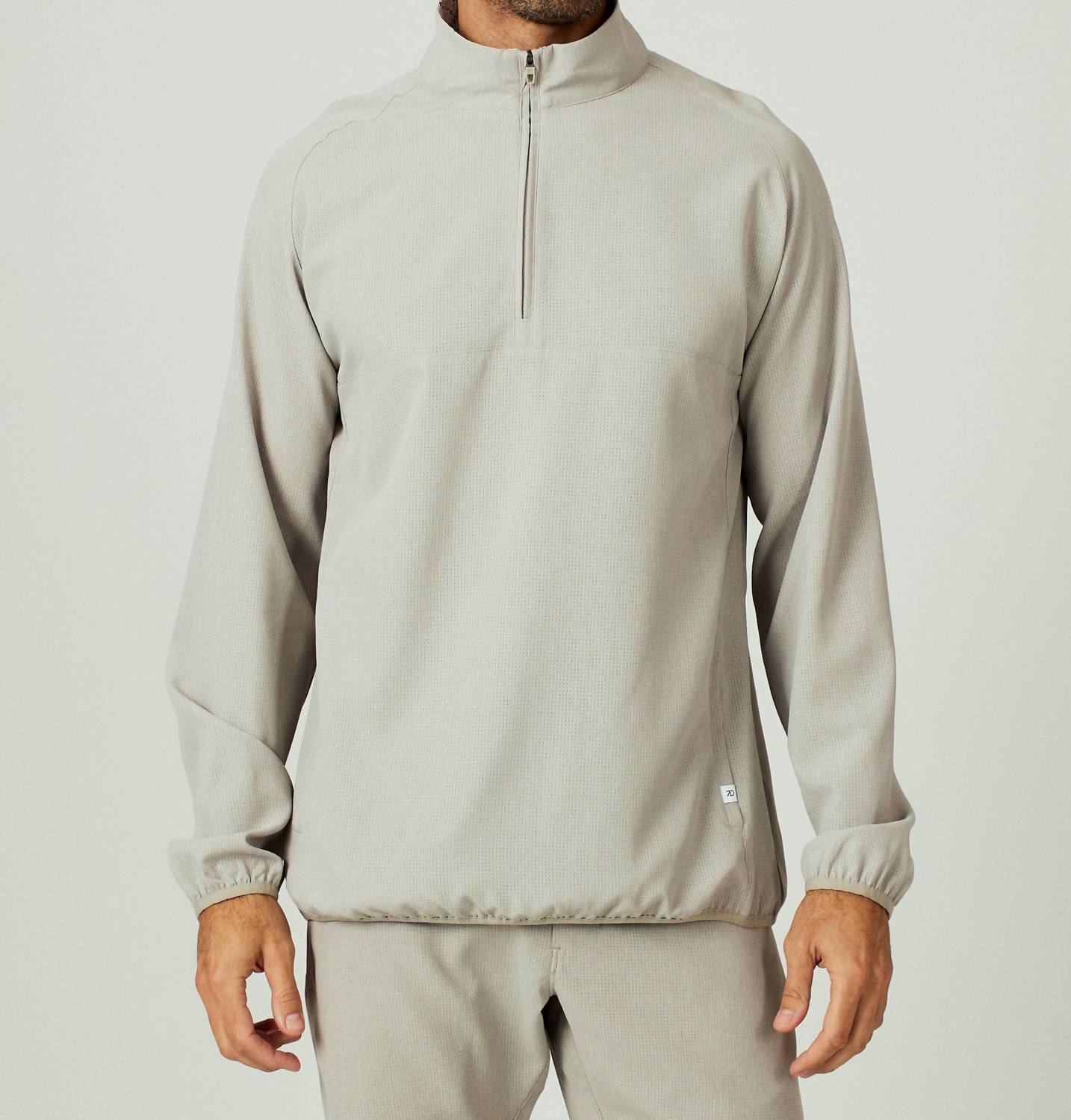 7Diamonds Men's Oxygenate Quarter Zip Pullover in sand - men's sweater - detail view