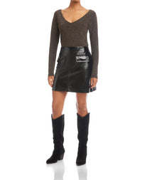 Fifteen Twenty Britney Faux Patent Leather Mini Skirt in black - women's skirt - alternate view