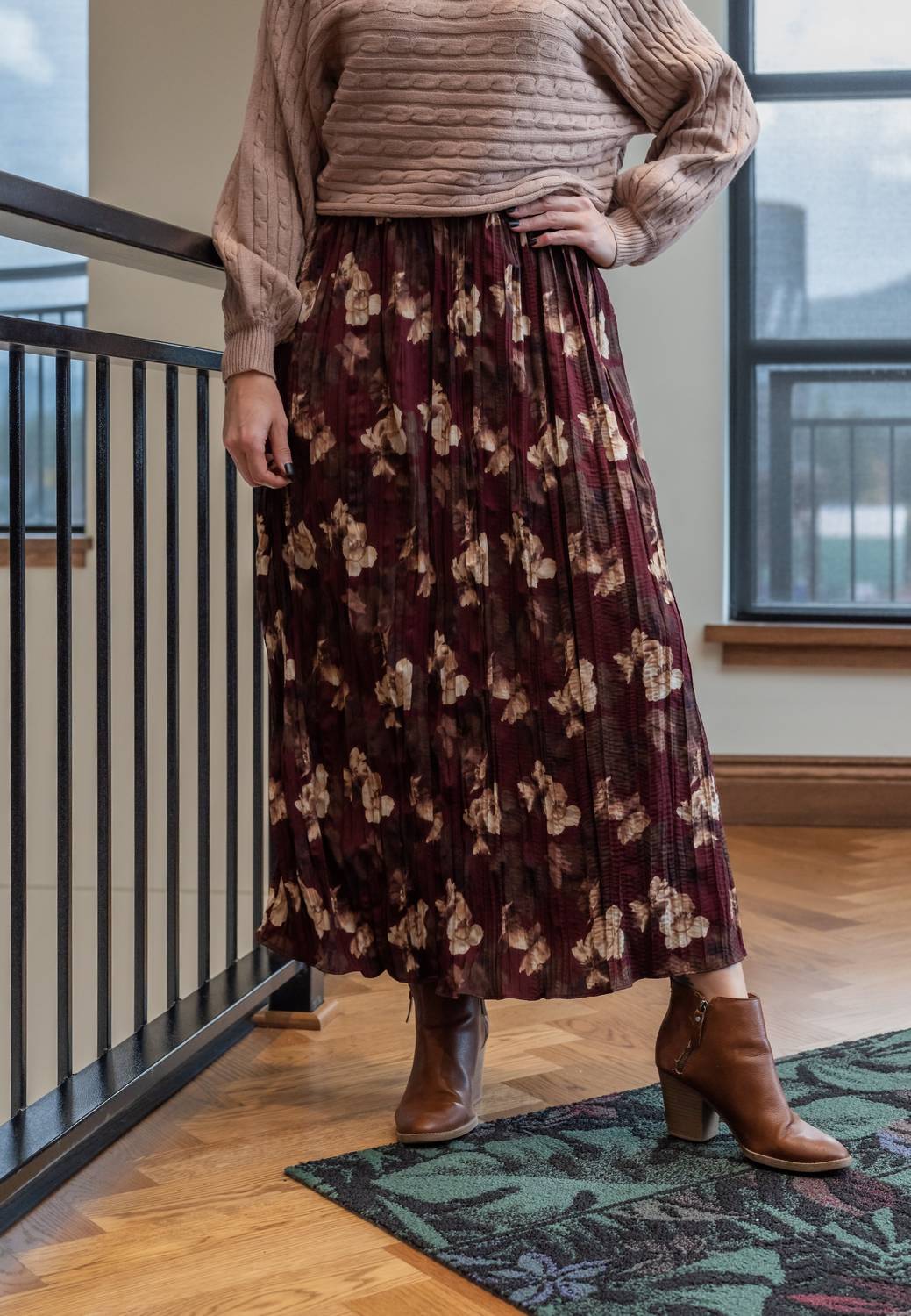 GRADE & GATHER MARJE MIDI SKIRT in port - women's skirt