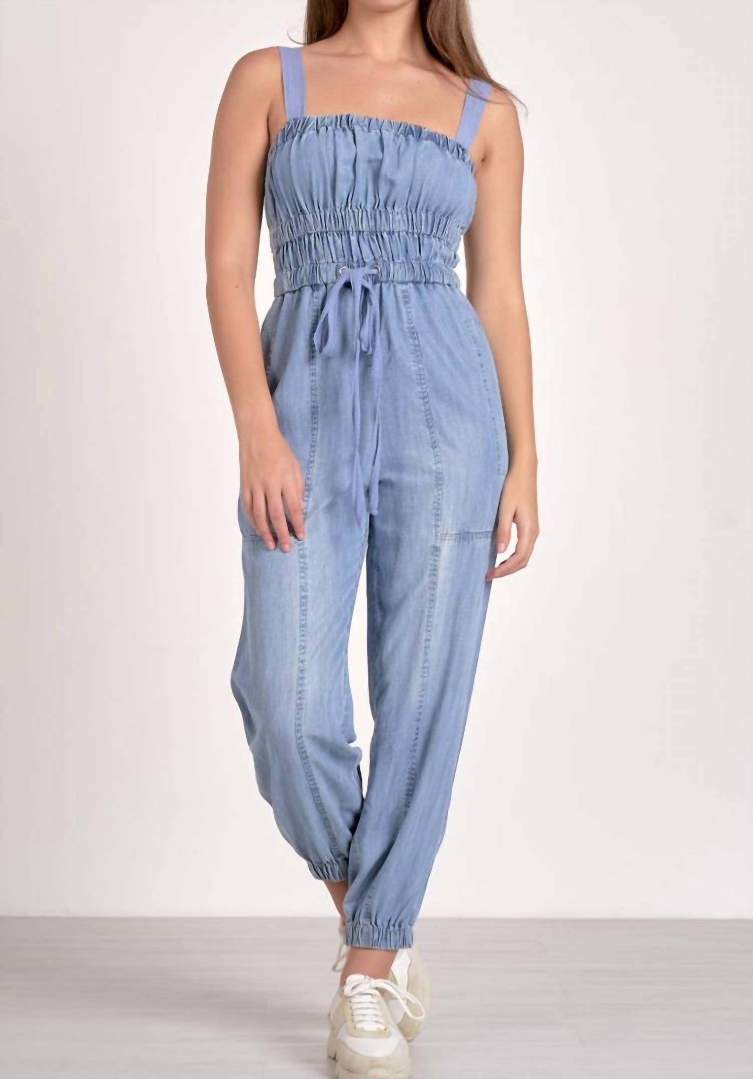 Elan - Shiloh Denim Jumpsuit - Plus
