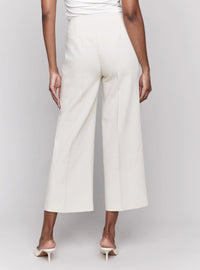 CHARLIE B Wide Leg Side Zip Pants in beige - women's pants - detail view
