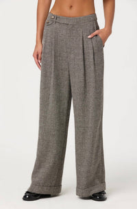 ASTR Lanie Relaxed Tweed Trousers in grey plaid 1 - women's pants
