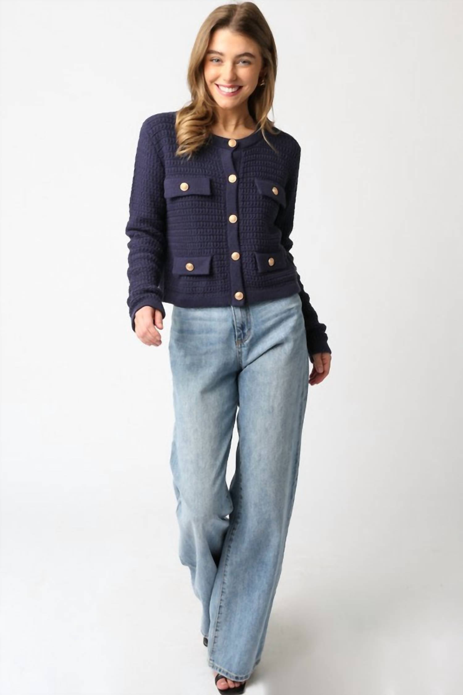 Olivaceous - Maci Knit Button Cardigan