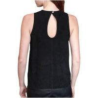 jakett Evelyn Washed Suede Top in black - women's tank top - detail view