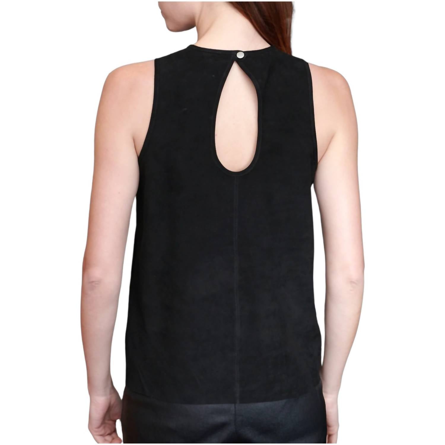 jakett Evelyn Washed Suede Top in black - women's tank top - detail view