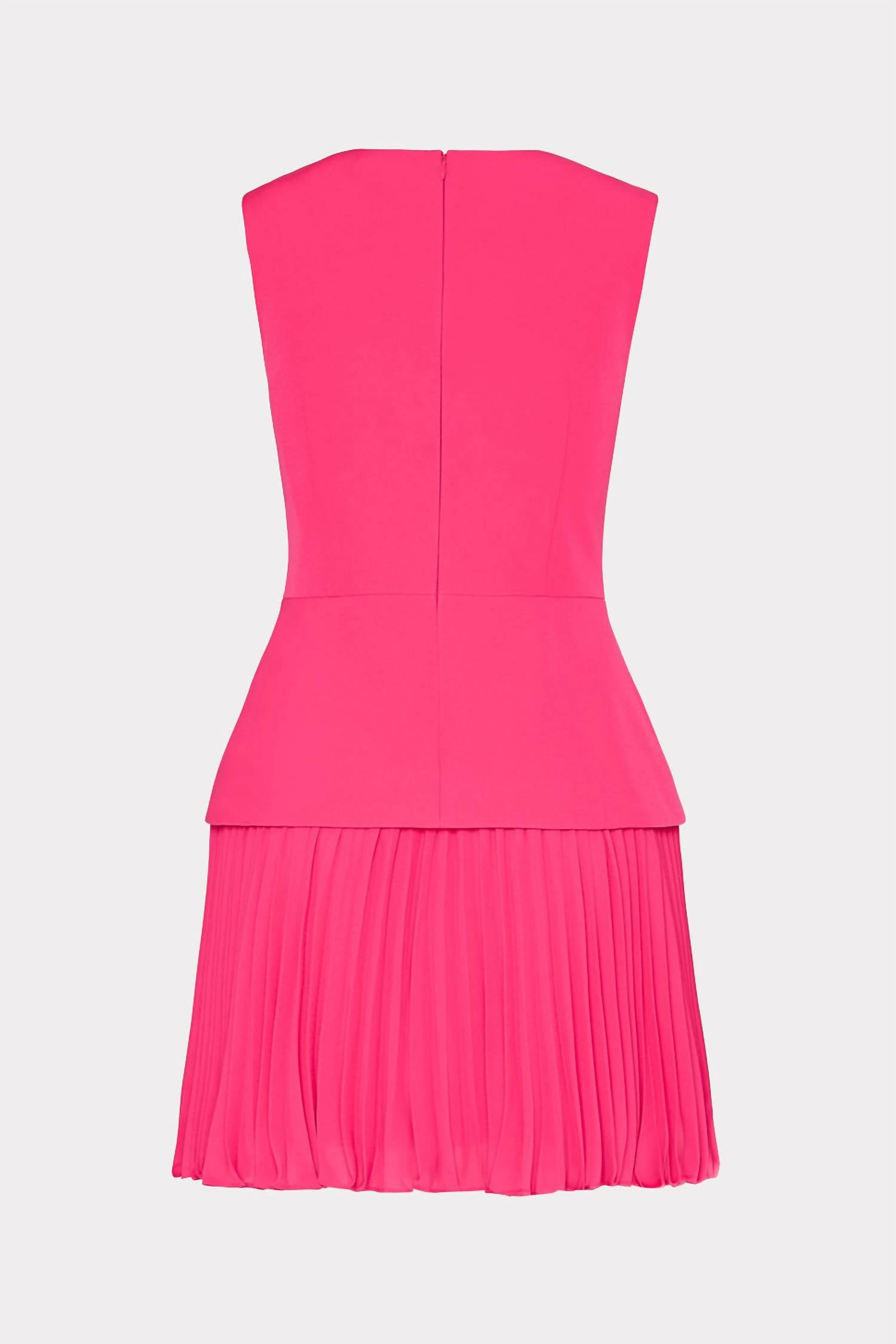 Milly - Haddy Mixed Media Pleated Mini Dress
