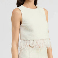 En Saison - Arden Sleeveless Feather-trim Top