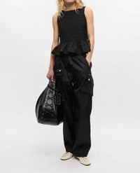 Ganni - Cotton Smock Tie Top