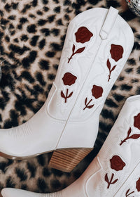 BiLLiNi Women's Arden Roses Western Boot in white - women's shoe - alternate view