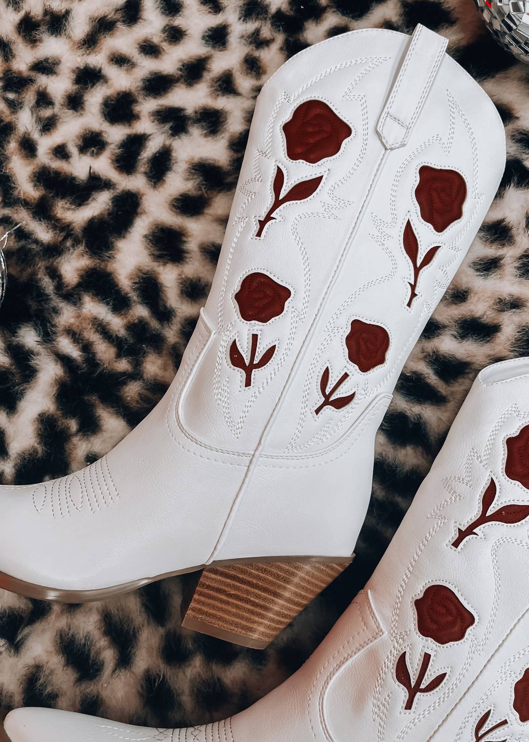 BiLLiNi Women's Arden Roses Western Boot in white - women's shoe - alternate view