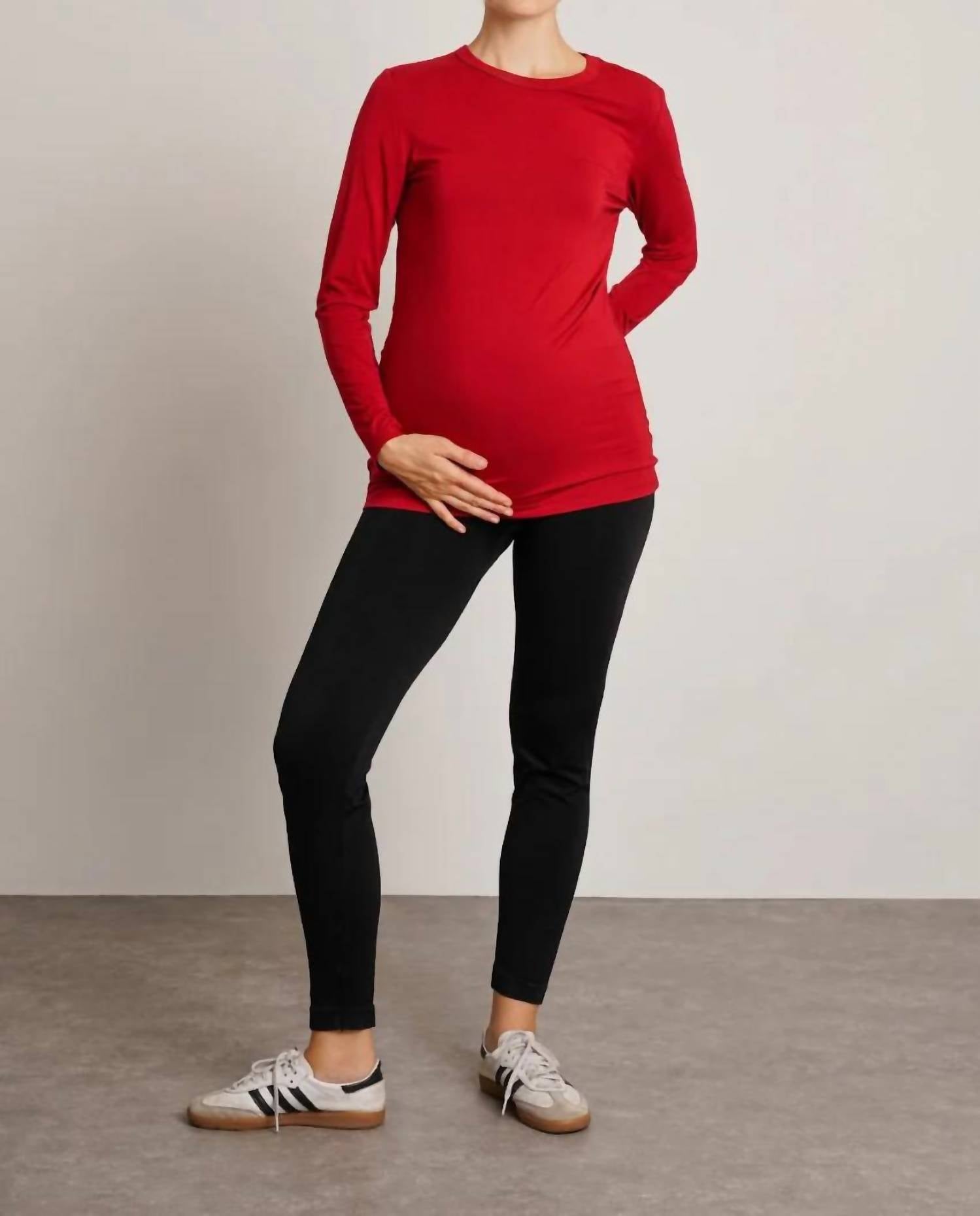NOM Maternity Liv Long Sleeve Tee in merlot - women's long sleeve top