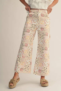 Lovlov - Vintage Pastel Floral Patchwork Wide Leg Pants