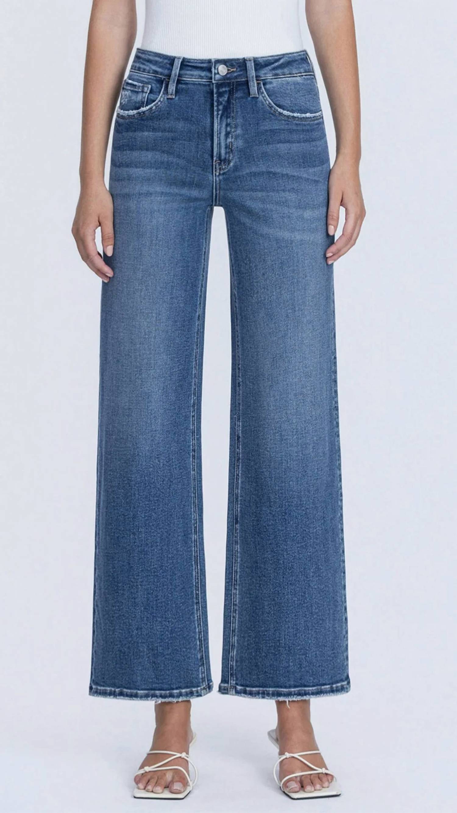 Lovervet - High Rise Ankle Wide Leg Jeans