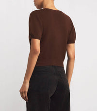 DÔEN Arella Cashmere Cardigan in brown - women's cardigan - detail view