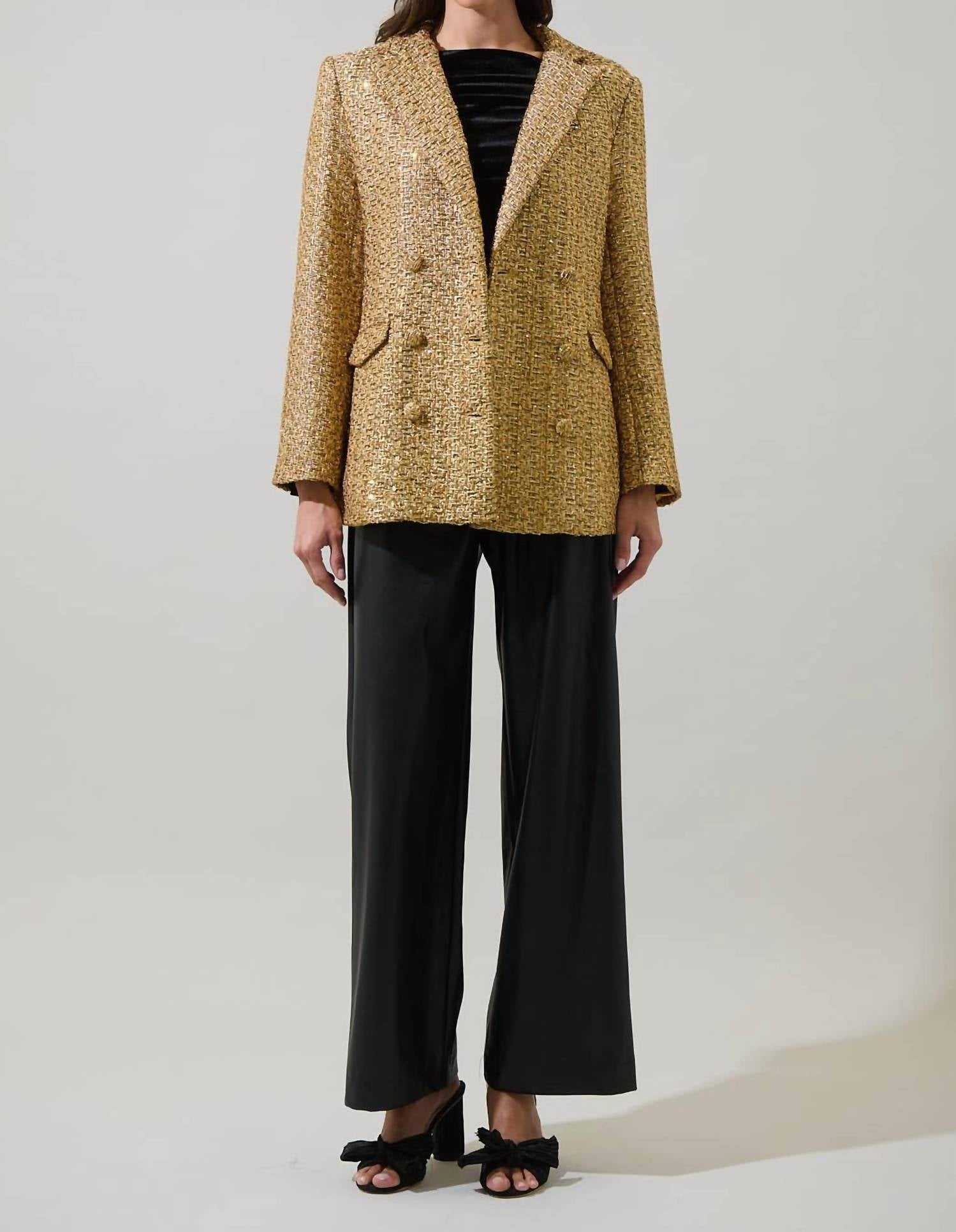 Sugarlips - Tamary Tweed Vesta Collared Blazer