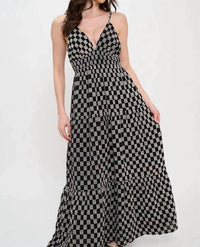 Meet Me In Santorini - Midnight Weave Tie Back Maxi Dress