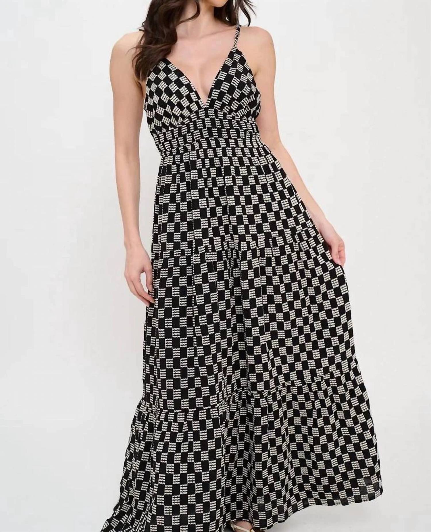 Meet Me In Santorini - Midnight Weave Tie Back Maxi Dress