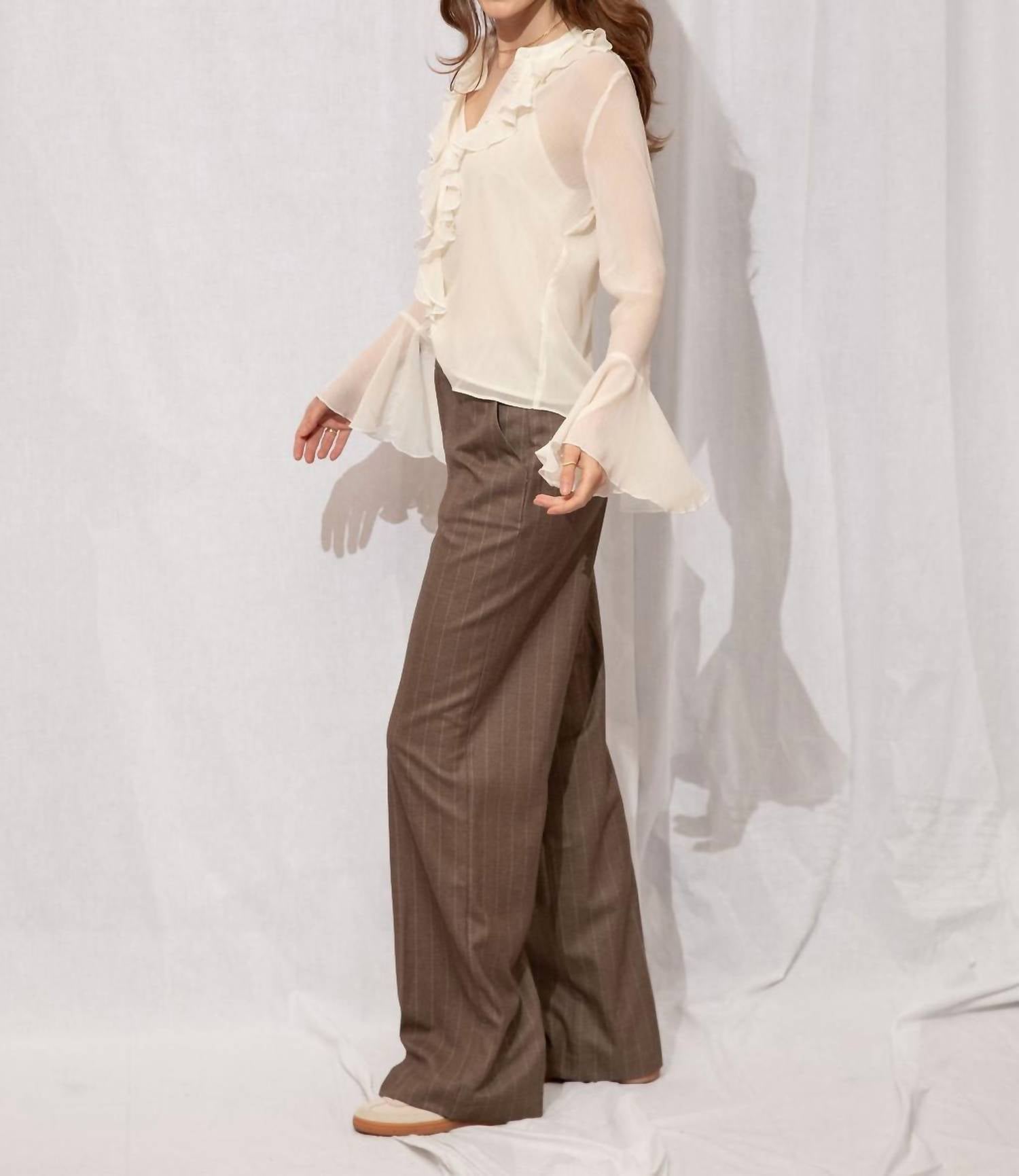 Lucy Paris - Delphine Long Sleeve V-neck Top