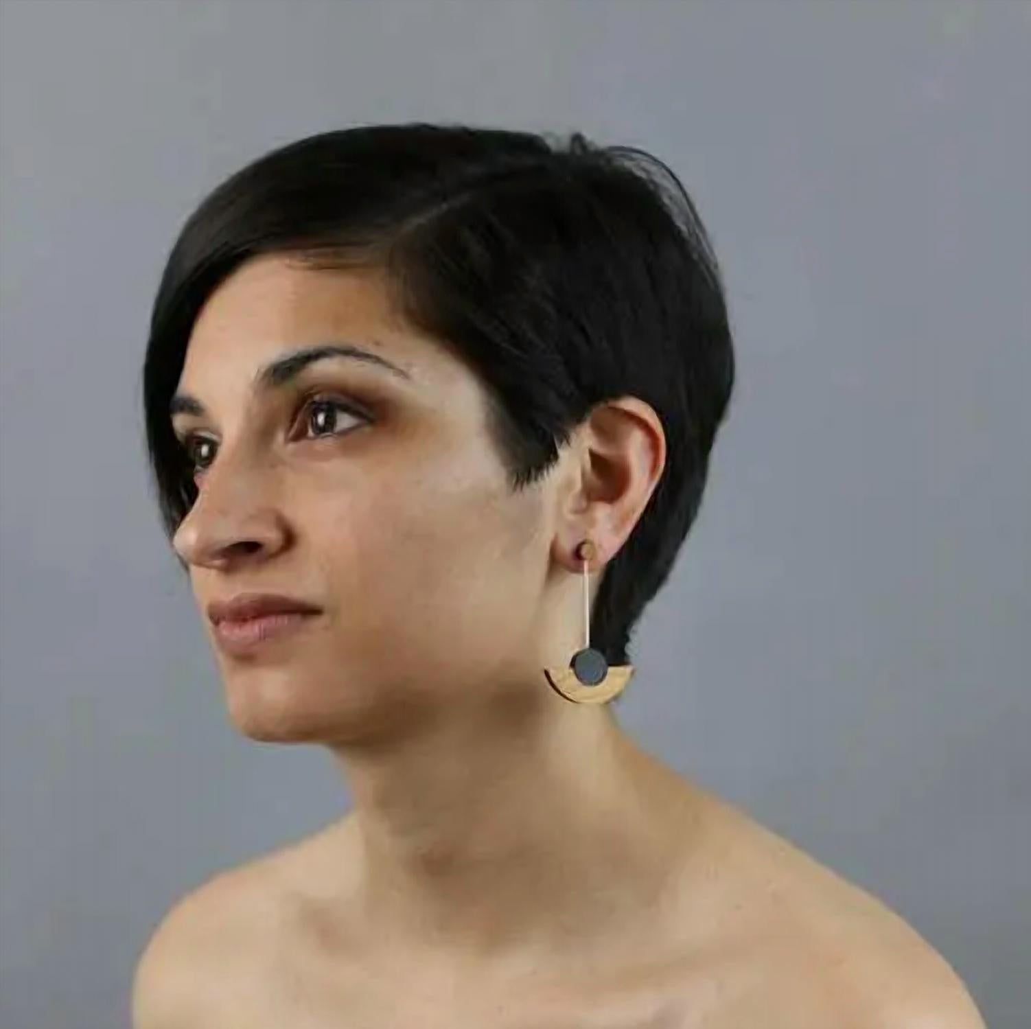 Rowena Sheen - Women's Wood Pendulum Drop Earrings