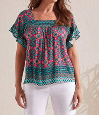 Tribal - Peggy Printed Square Neck Blouse
