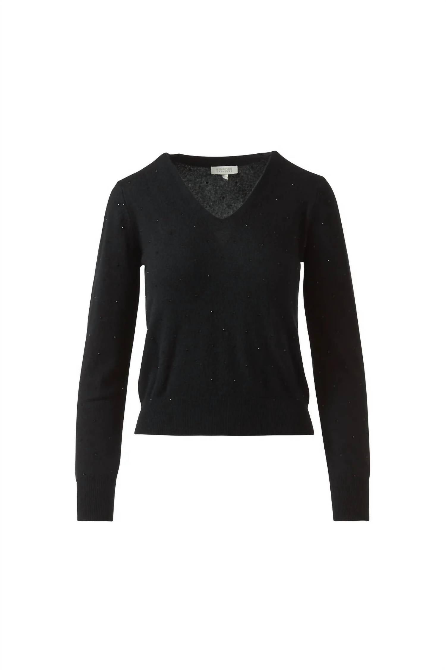 Kinross Women's Fine Gauge Crystal Tee in black - women's sweater