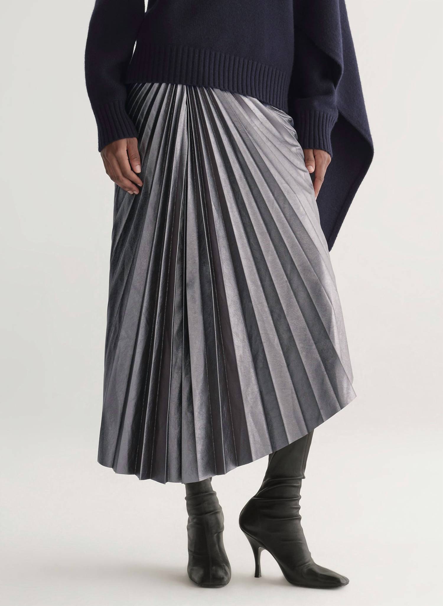 A.L.C. - Tracy Metallic Vegan Leather Midi Skirt