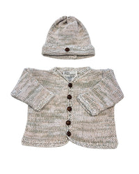 Gita - Boy's 2 Pc Sweater & Hat With Brown Faux Leather Buttons