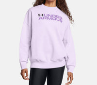 UNDER ARMOUR Rival Fleece Wordmark Oversized Crew Sweatshirt in salt purple - women's top