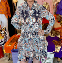 Uncle Frank - Paisley Flounce Shirt Mini Dress