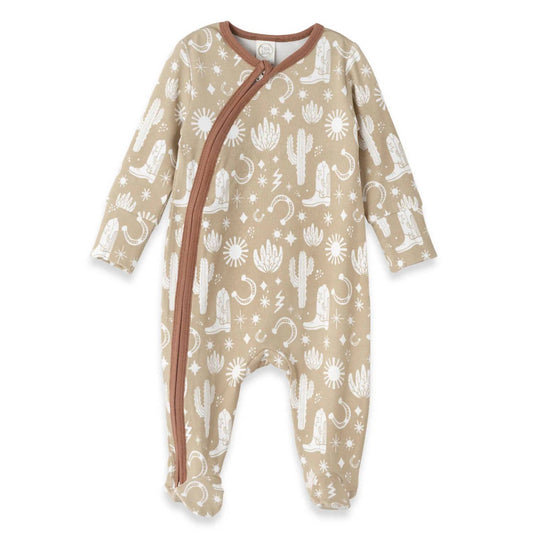 Tesa Babe - Baby's Wild West Long Sleeve Footed Zipper Romper