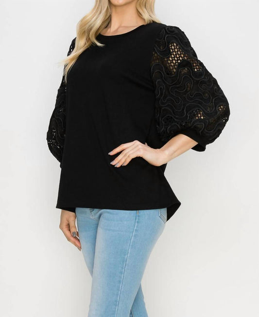 Joh - Pointe Knit Top with Lace