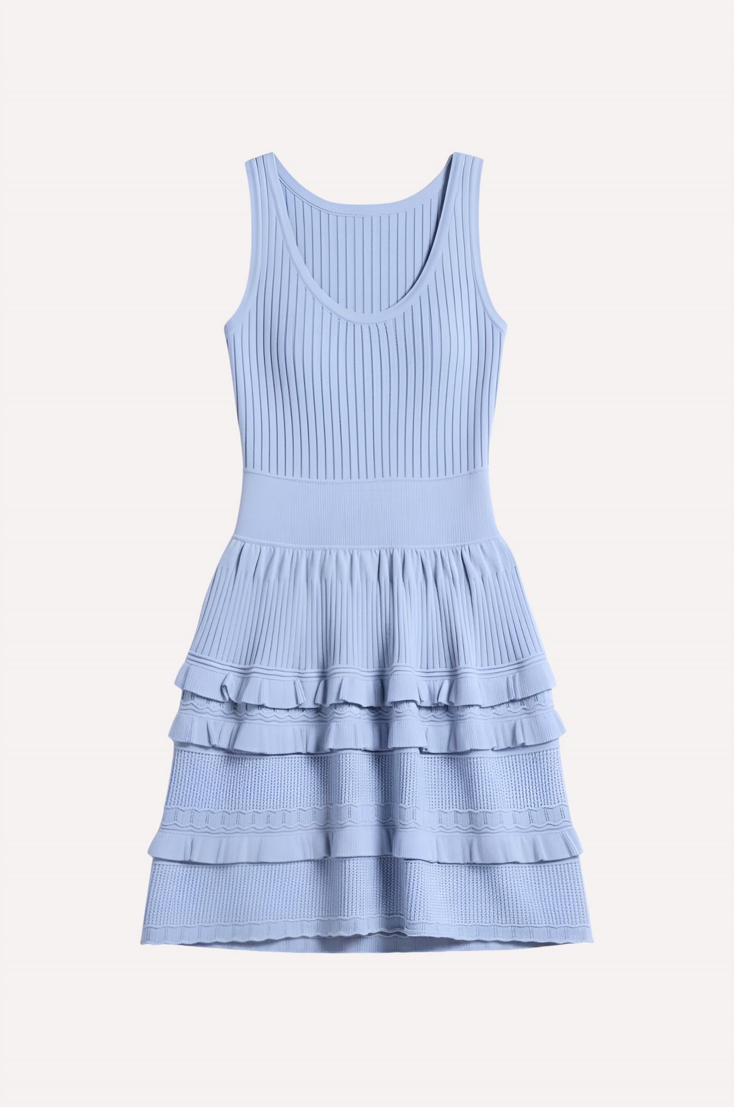 Minnie Rose - Viscose Pointelle Ruffle Sleeveless Dress
