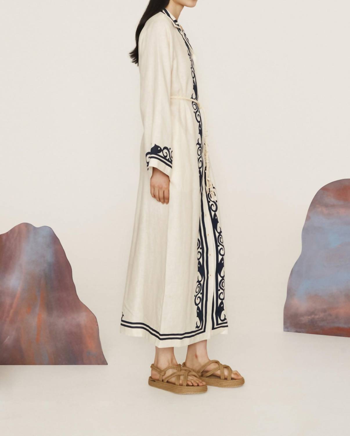 Alemais - Marine Linen Midi Shirt Dress