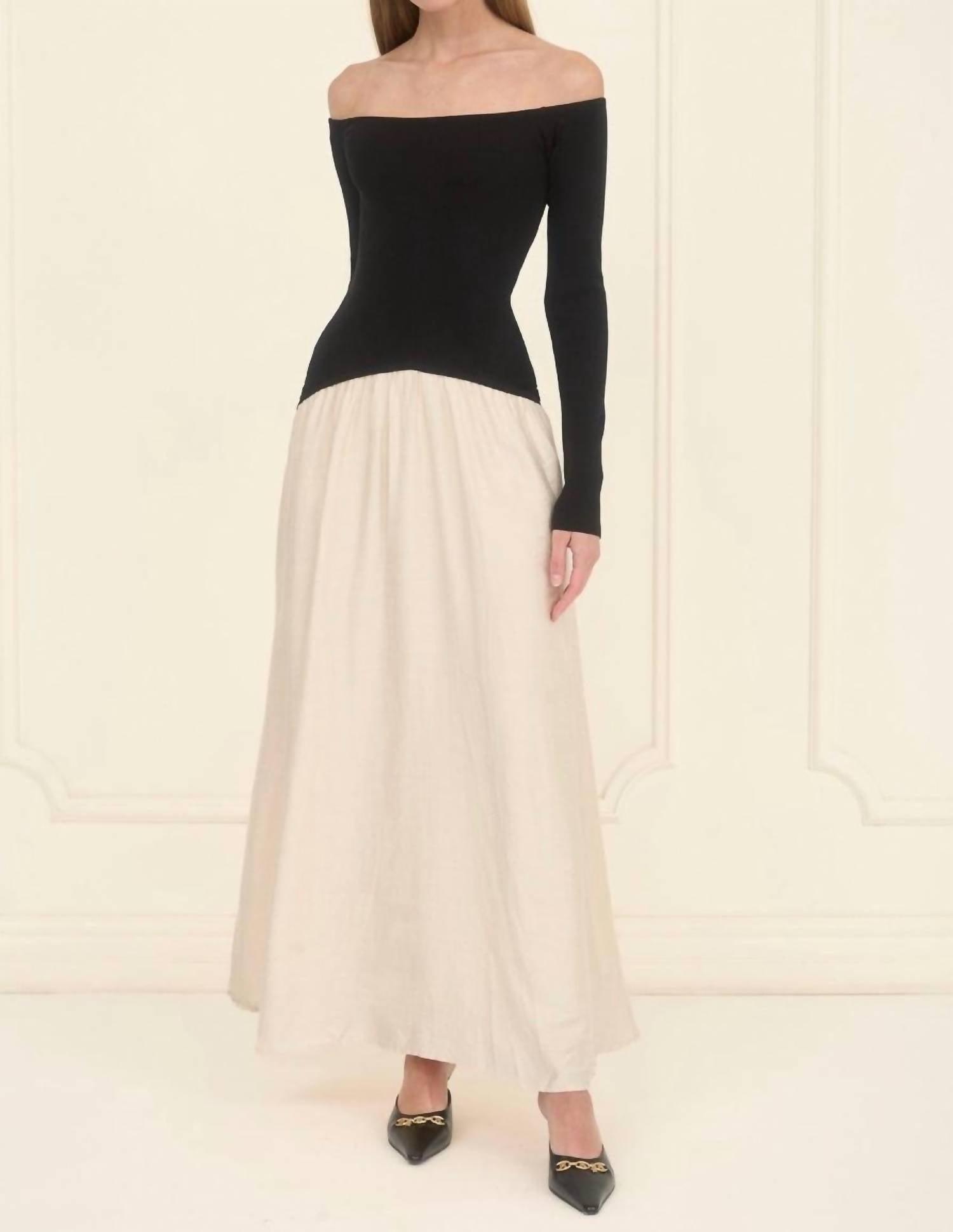 Moon River - Off-shoulder Sweater Midi Dress