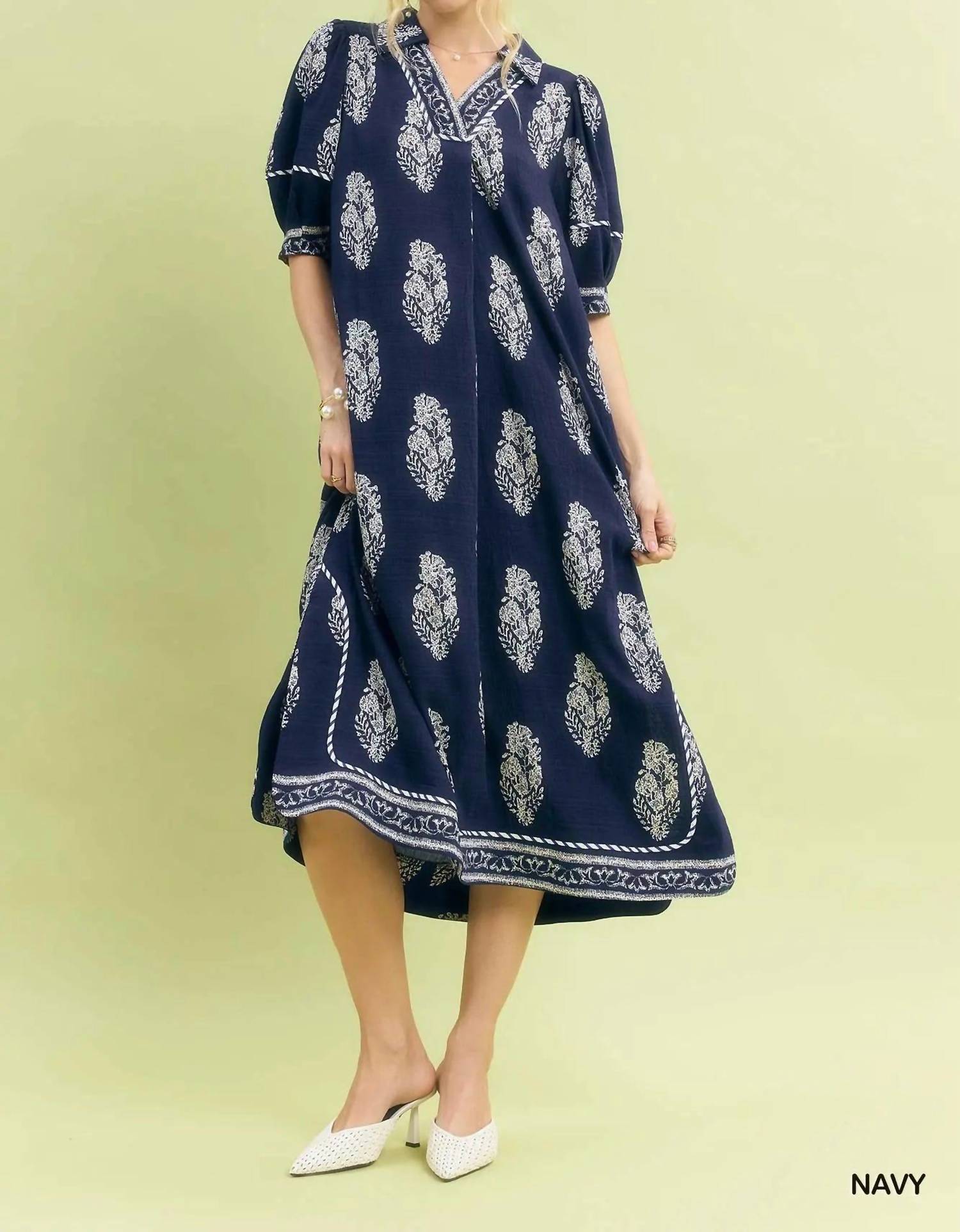 Umgee - Bloom Border Print Midi Dress