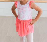 Rufflebutts - Girl's Butterfly Garden Toile Flutter Sleeve Dance & Gymnastics Leotard