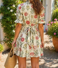 Umgee - Floral Puff Sleeve Babydoll Dress