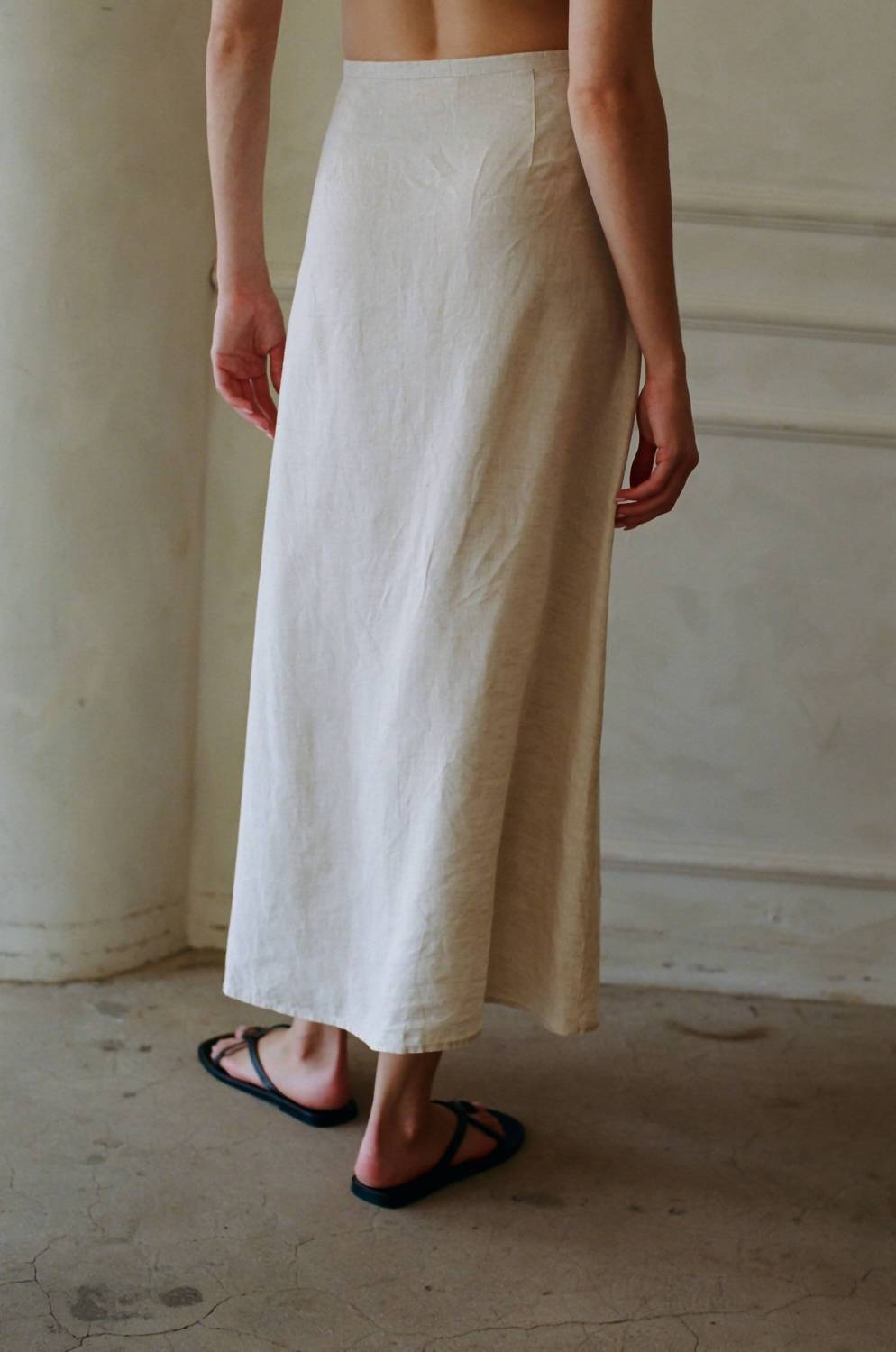 A.Ren - Woven Button Down Midi Skirt