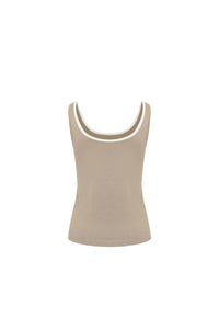 RIVIR Women's 2 Tone Shrug Set in beige white - women's cardigan - alternate view