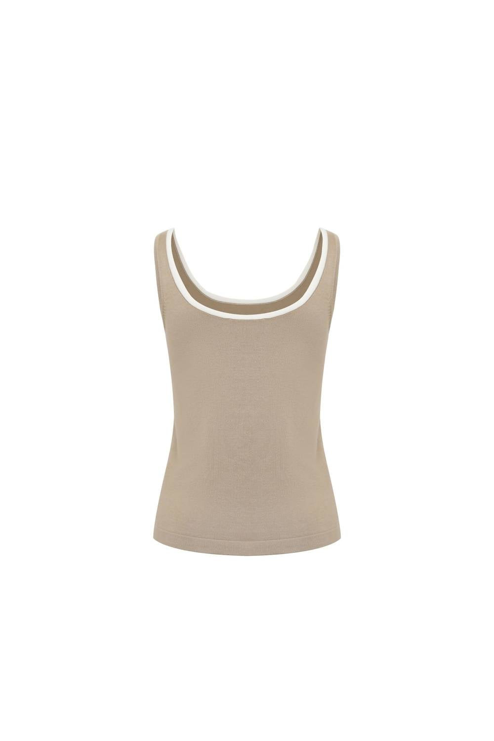 RIVIR Women's 2 Tone Shrug Set in beige white - women's cardigan - alternate view