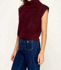 Miss Love - Women's Ribbed Sleeveless Turtleneck Sweater