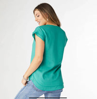 COCO + CARMEN Camellia Cap Sleeve Top With Layered Bottom in turquoise - women's t-shirt - alternate view