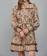 Fate Boho Tiered Long Sleeve Mini Dress in cream - women's dress - alternate view