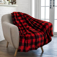 Pavilia - Buffalo Check Plaid Plush Fleece Blanket Throw