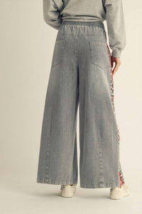 Jodifl - Urban Track Denim Wide Leg Pants