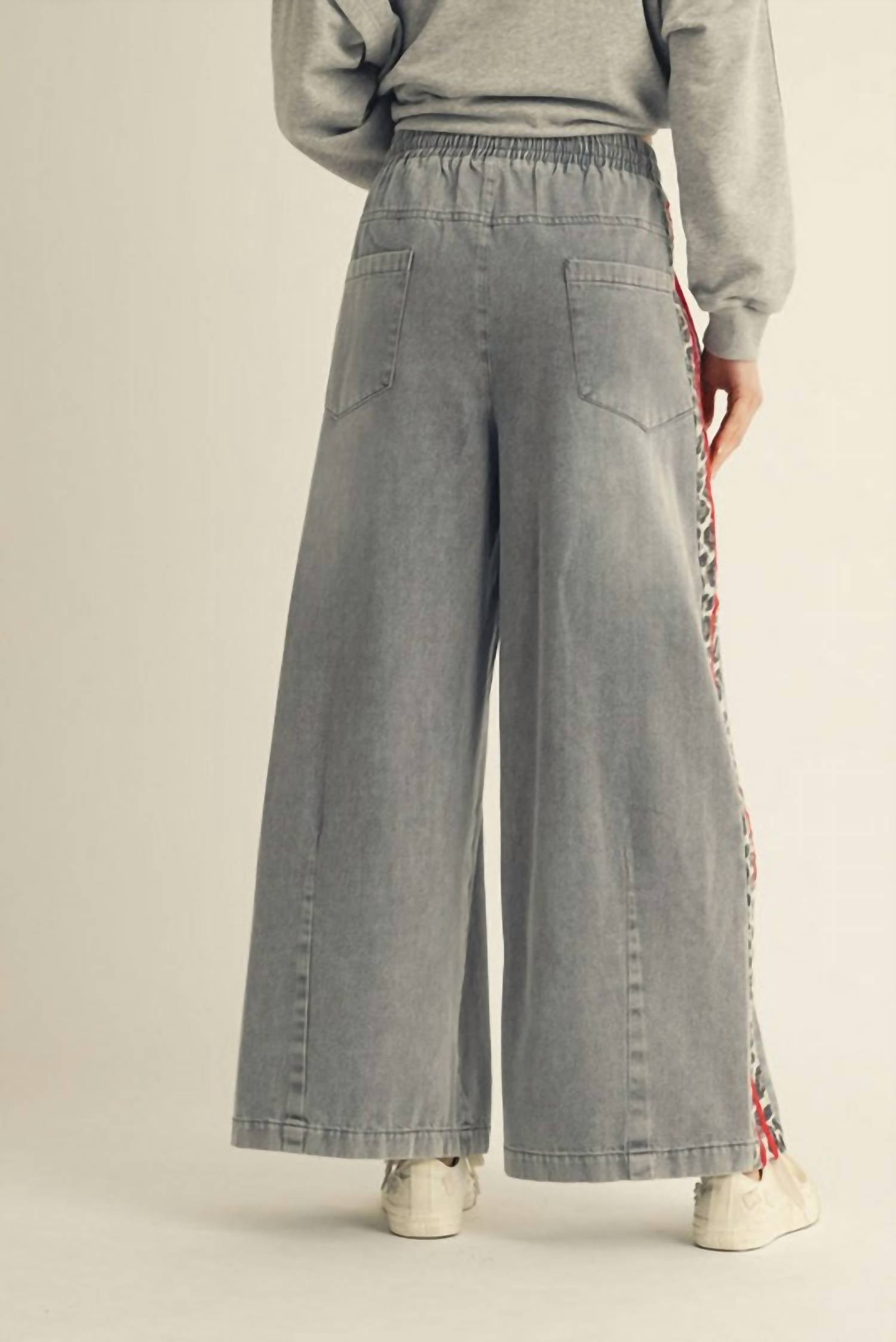 Jodifl - Urban Track Denim Wide Leg Pants
